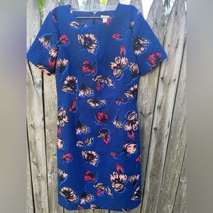 J crew floral blue dress with sleeves size 10